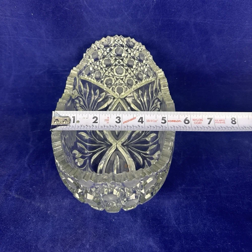 Vintage Clear Crystal Floral Bowl Scalloped Rim Frosted Daisy Free Shipping